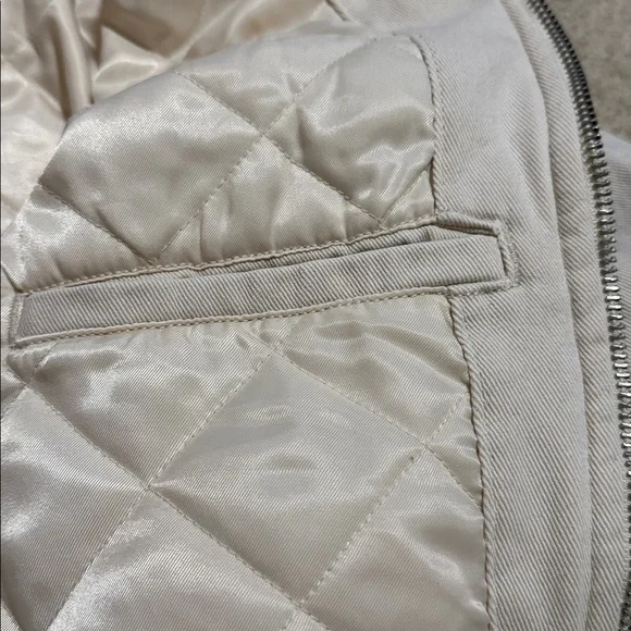 Abercrombie Crop Twill Workwear Jacket Cream Gray Corduroy Collar Streetwear-XL